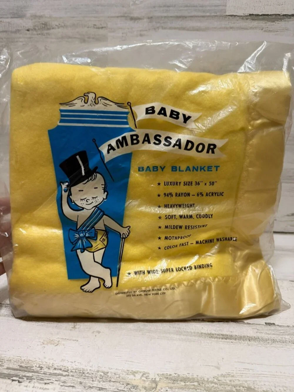 Vintage Baby Ambassador Yellow Baby Blanket 36
